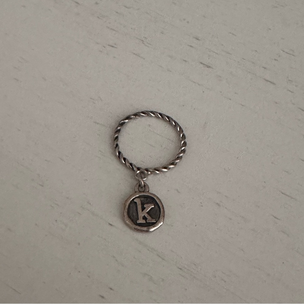 James Avery Vintage Type Initial Charm and Twisted Rope Band
